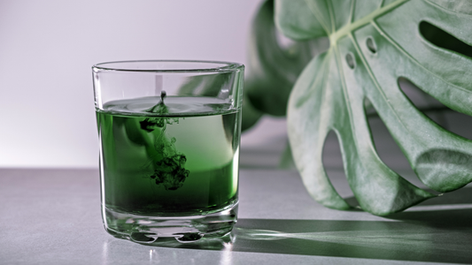 verre avec de l'eau et de la chlorophylle