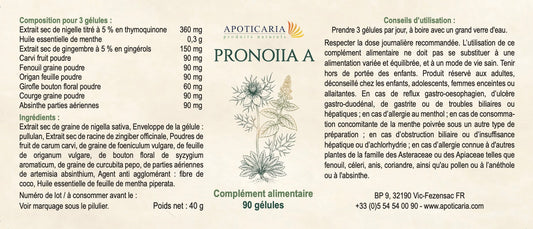 Pronoiia A – Complément confort digestif aux plantes | Apoticaria
