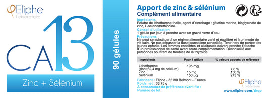 Eliphe CA13 Zinc & Sélénium étiquette